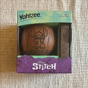Disney Stitch Yahtzee with Brown Dice Cup and Purple Box